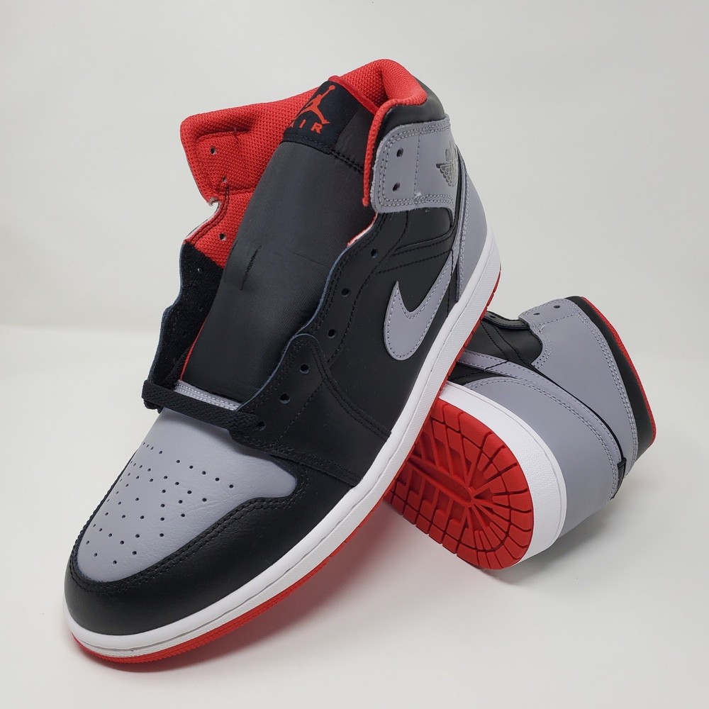 Nike Air Jordan 1 Mid Bred Shadow Black Red Shoes DQ8426-006 Men's Size 11