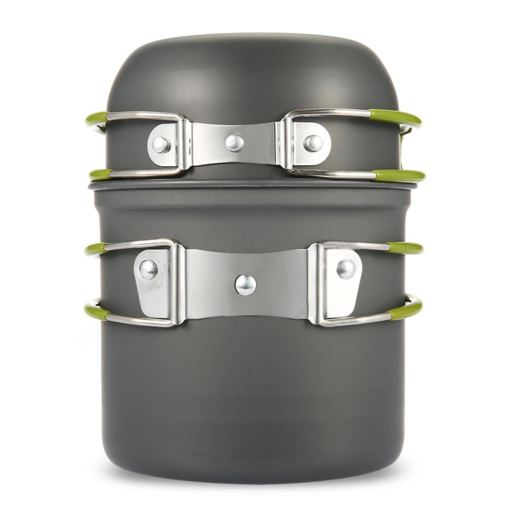 2-Piece Portable Camping Pot Set with Detachable Handles
