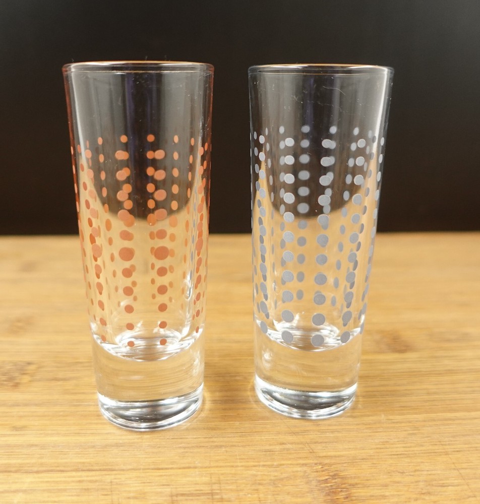 Polkadot Geometric Shot Glasses by Libbey 4.1 Inch Clear Base