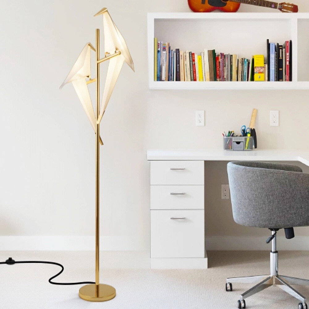Modern Paper Crane Bird LED Light Bedside Bedroom Reading Floor Light /Desk Lamp
