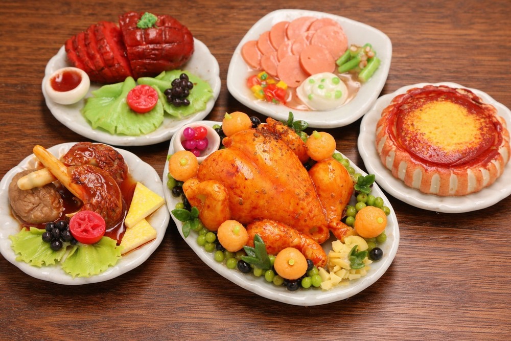 1/6 Scale Dollhouse Miniature Food Set Roast Turkey Dinner Collection