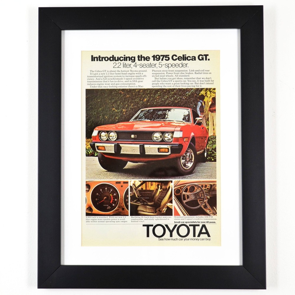 Framed 1975 Toyota Celica GT Ad – Vintage JDM Car Memorabilia Art Print