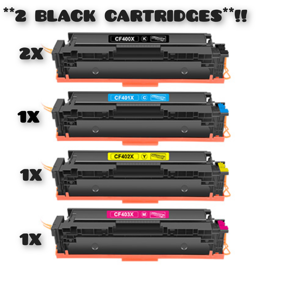 5 PACK!  201X High Capacity Toner 2 BLACK 1 YELLOW 1 MAGENTA 1 CYAN New SEALED!