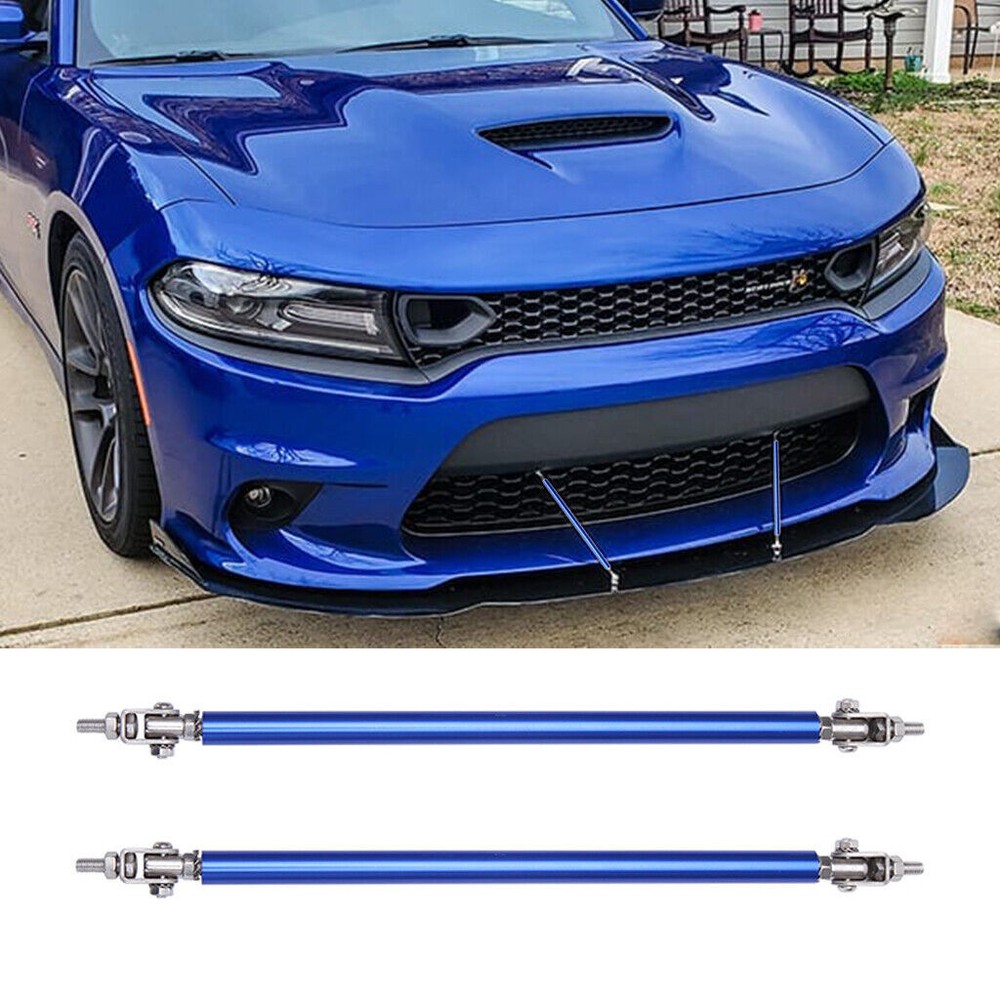 Adjustable 15cm Blue Front Bumper Lip Splitter Spoiler Support Bar