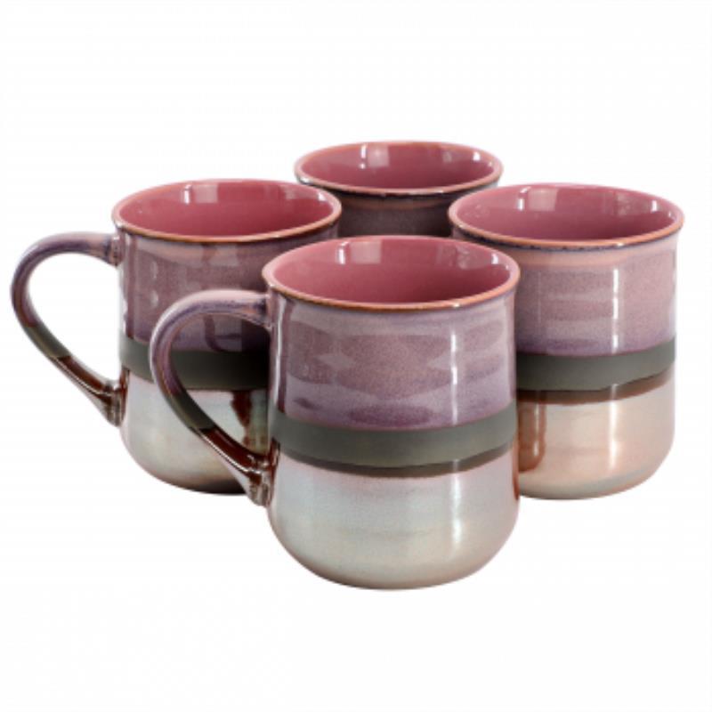 Gibson Home Copper Tonal 4 Piece 18 Ounce Stoneware Cup Set In Rose