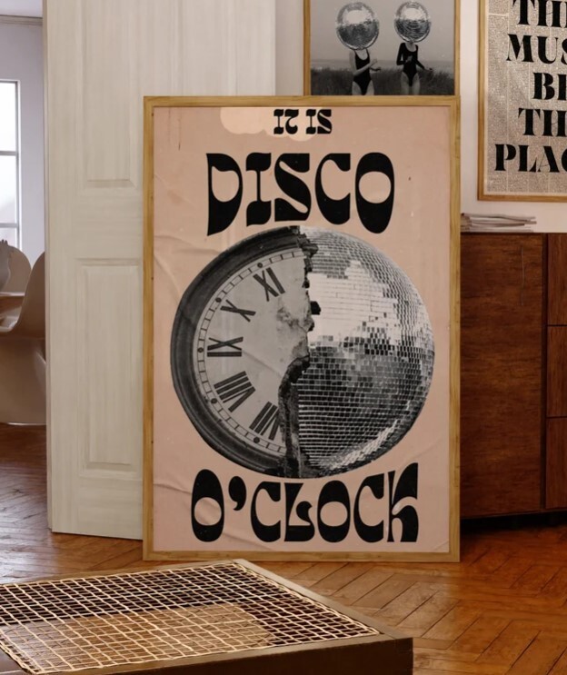 Disco Magazine Poster, 70s Poster, Blue Wall Art, Disco Print