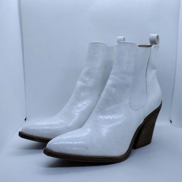 Barn Babe Snakeskin Pattern Western Boots Women's 10 White Rodeo Cowgirl Boho