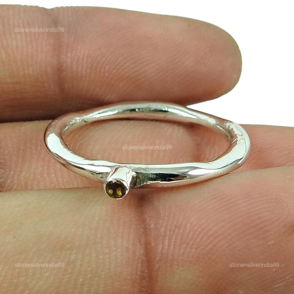 Mother's Day 925 Sterling Silver Citrine Cocktail Ring Sz 6.5-image
