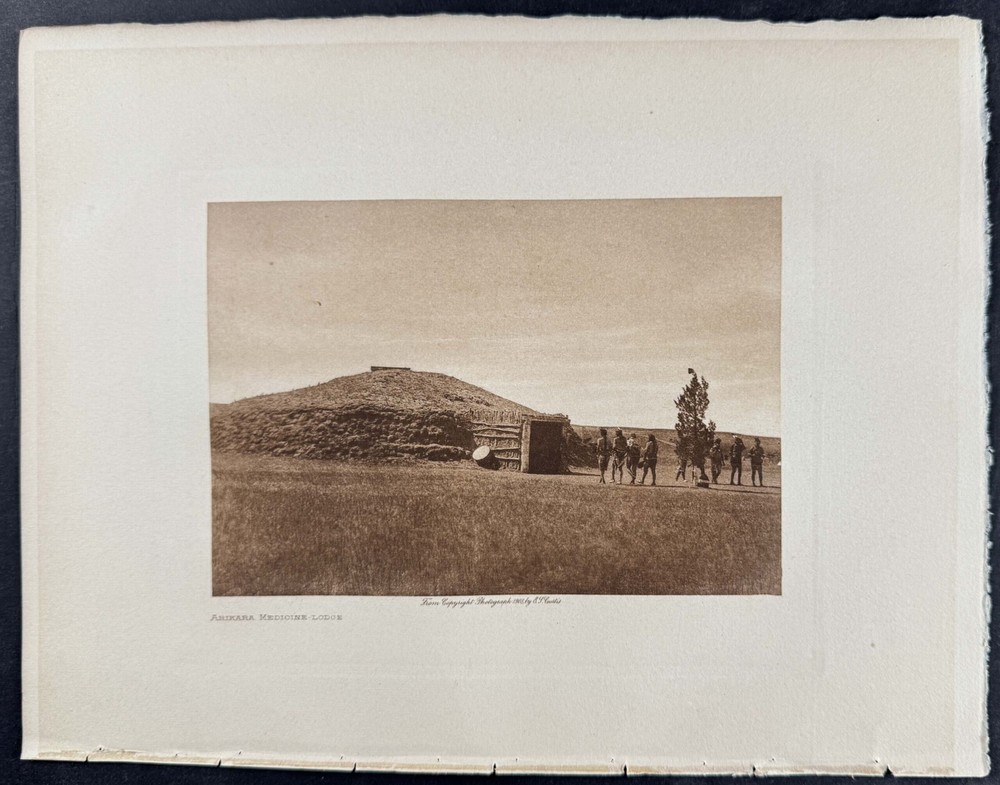 1926 Curtis Arikara Medicine Lodge NA Indian Photogravure