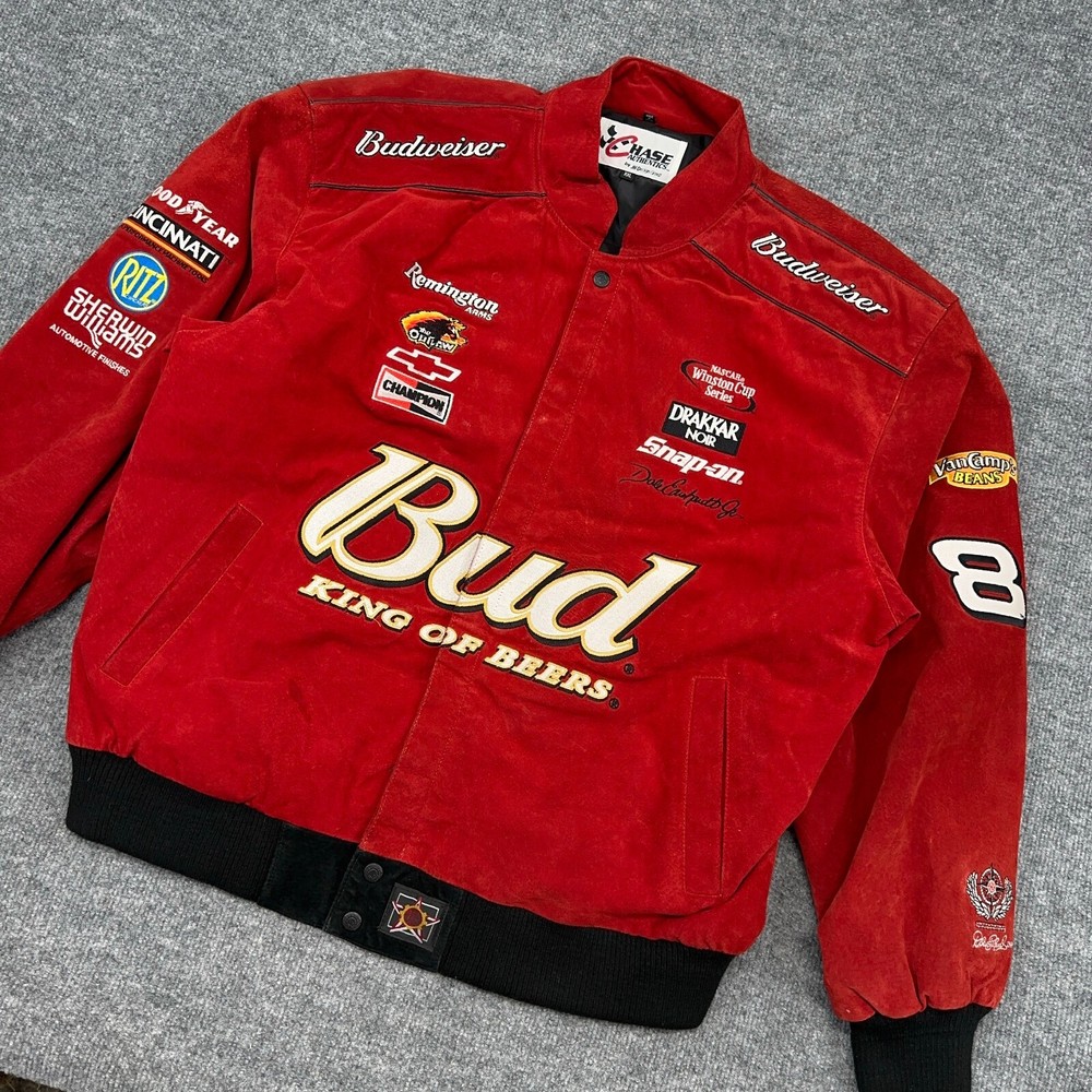 Vintage NASCAR Budweiser Chase Earnhardt 8 Red Jacket Mens 2XL JH Design