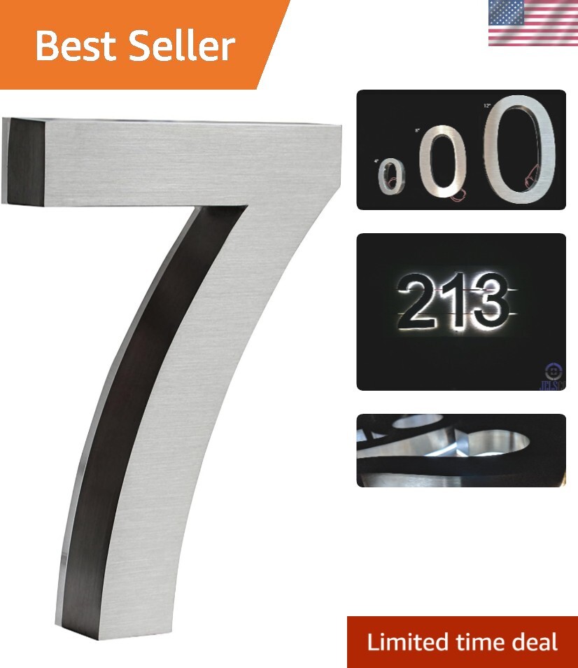 12 Inch Large Backlit LED Modern House Numbers for Home Address Signs