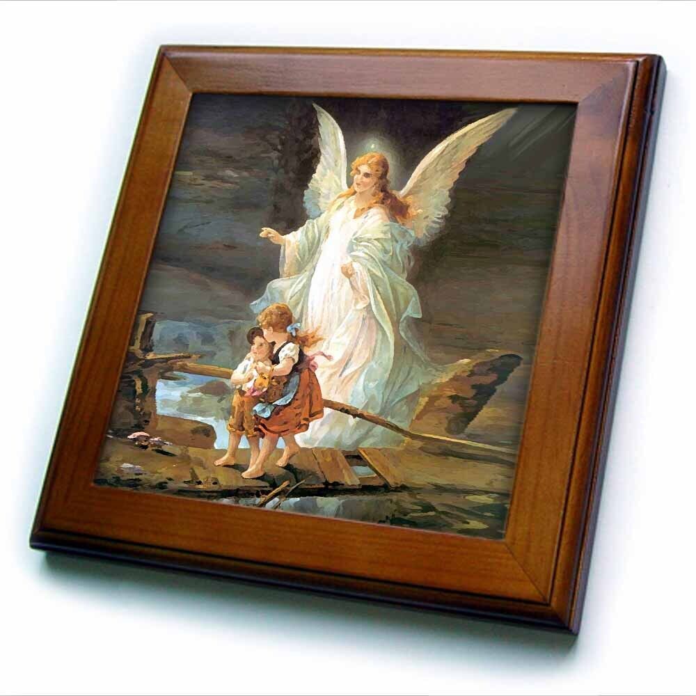 3dRose Guardian Angel 8x8 Framed Tile