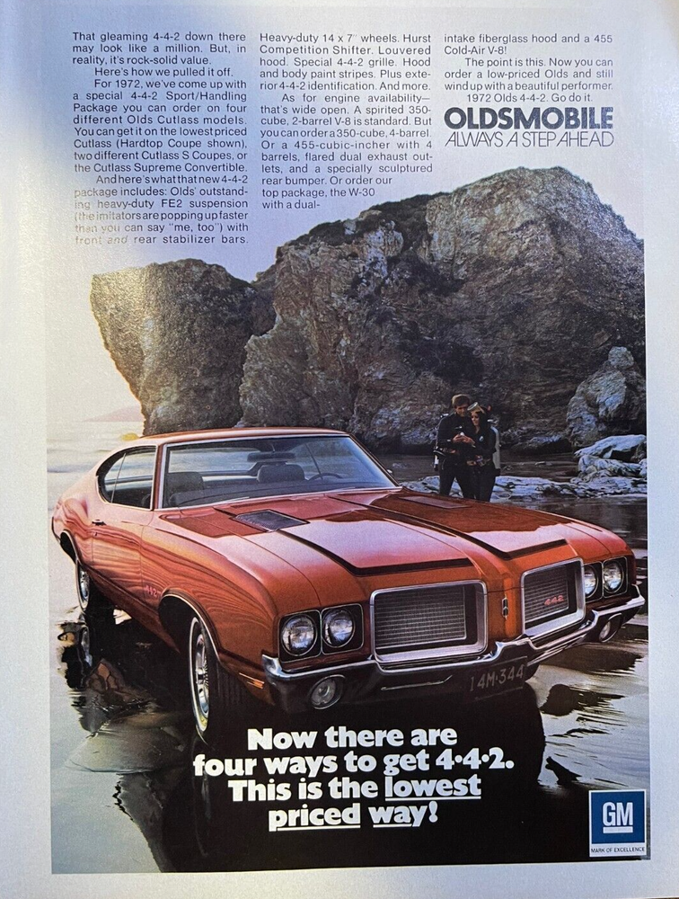 1972 Vintage Magazine Advertisement Oldsmobile 442 Always A Step Ahead
