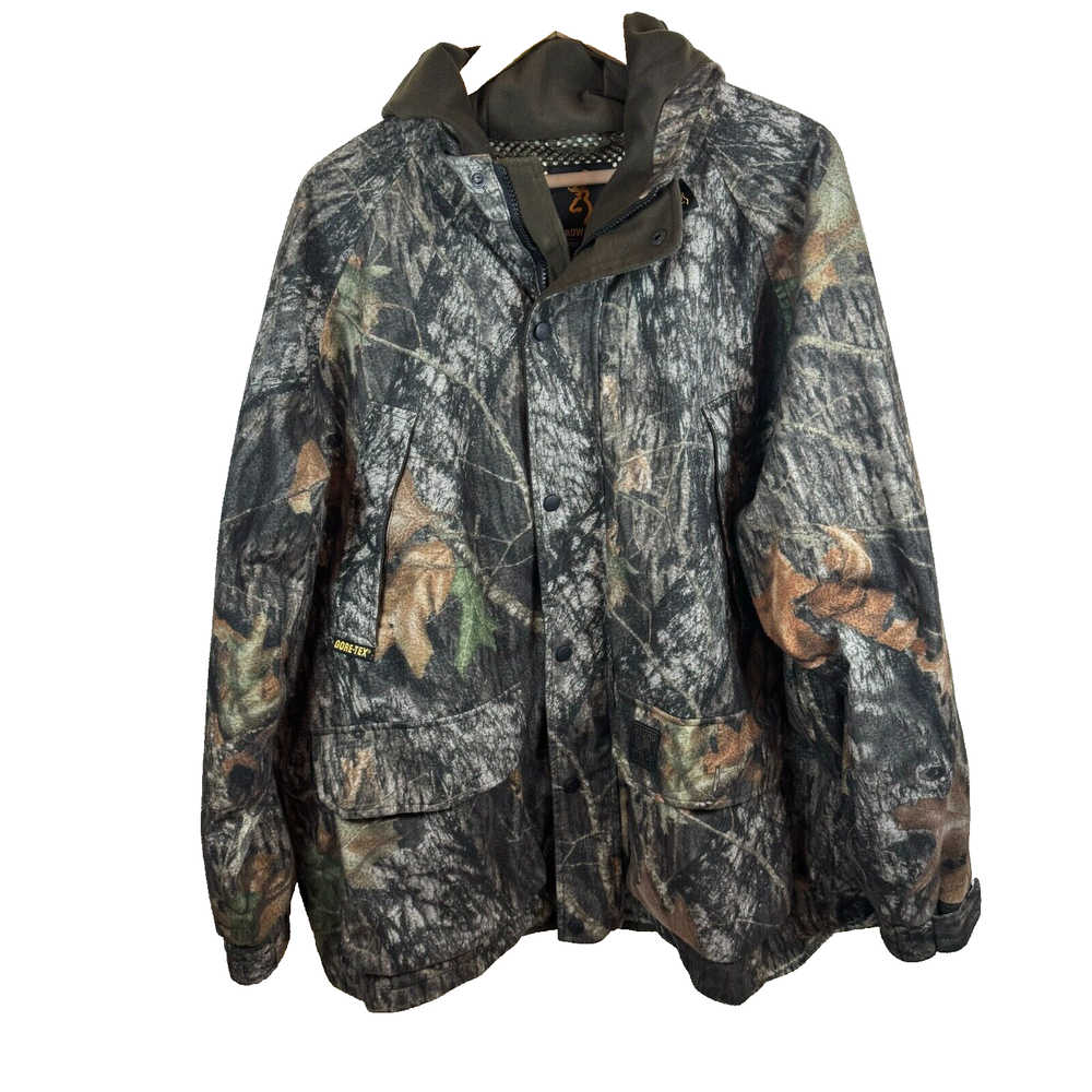 Browning Mens Gore-Tex Hydro Fleece Hooded Hunting Jacket Mossy Breakup Sz L