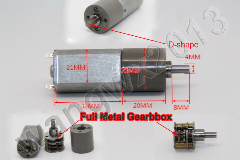 DC1.5V-4.5V 300RPM Speed Reduction Gear Motor with Full Metal Gearbox For Robot-image