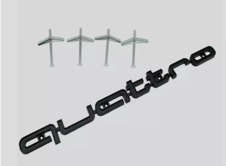 For Audi Quattro Hood Lower Grille Emblem Front Bonnet Badge Decal All Black