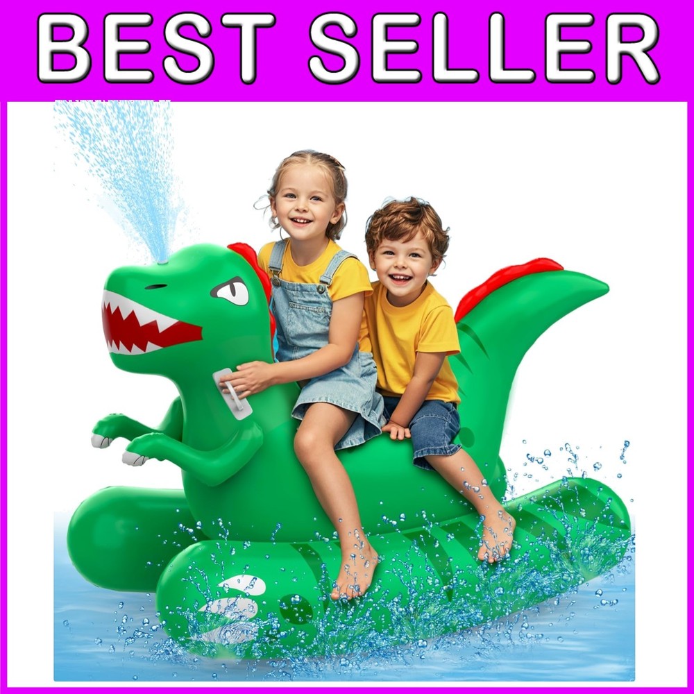 Giant 72-Inch Inflatable Dinosaur Sprinkler Float for Kids Summer Fun