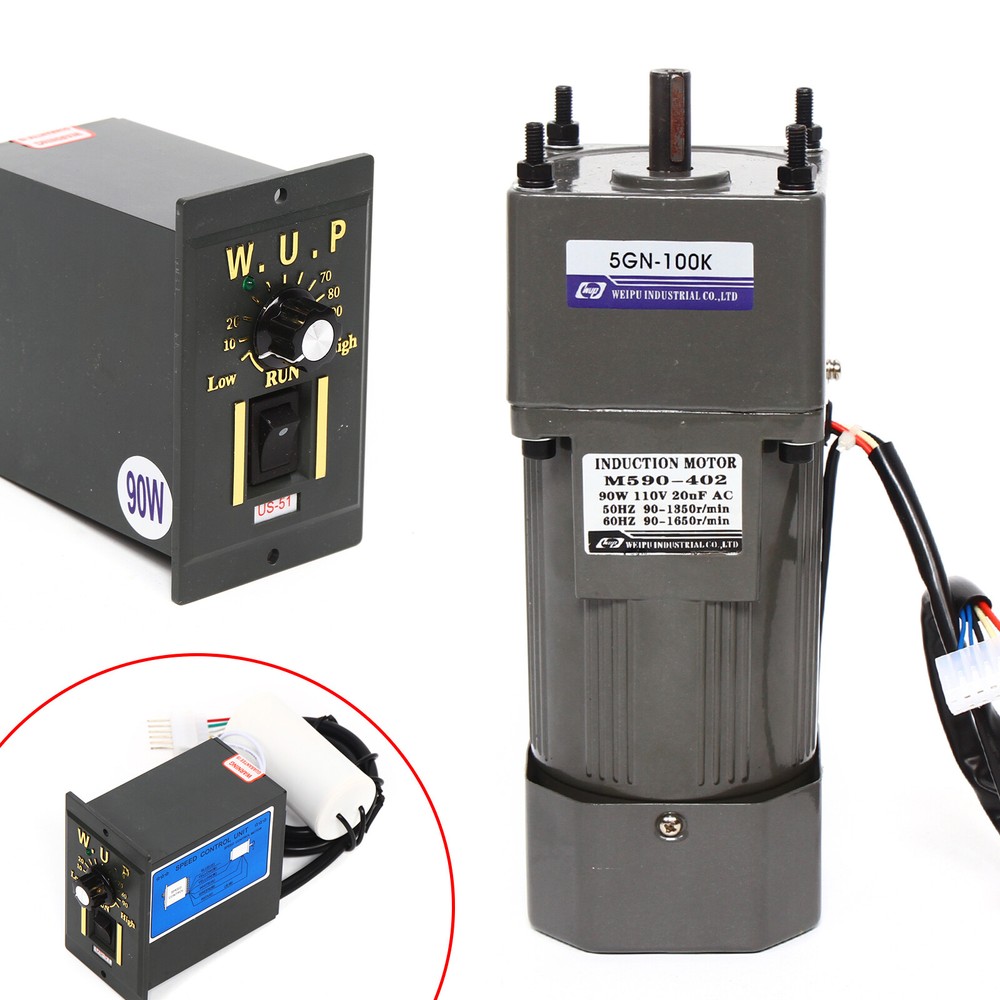 AC Gear Motor Electric Variable Speed Controller Torque 90W 1:100 0-13.5RPM 110V