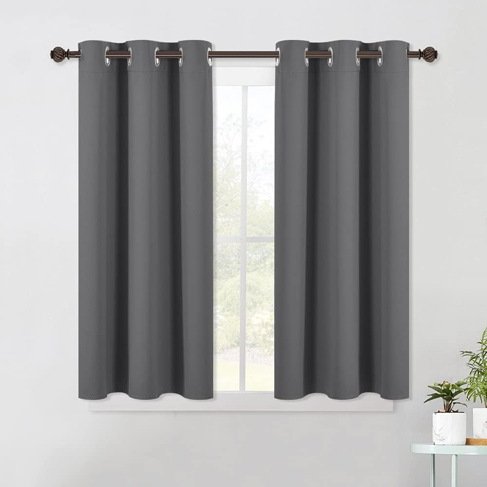 Thermal Insulated Grey Kitchen Blackout Curtains with Grommets