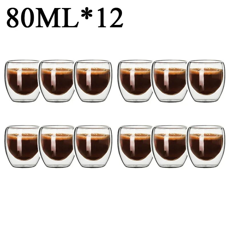 2-18PCS Double Wall High Borosilicate Glass Mug Heat Resistant Tea Milk Juice Co