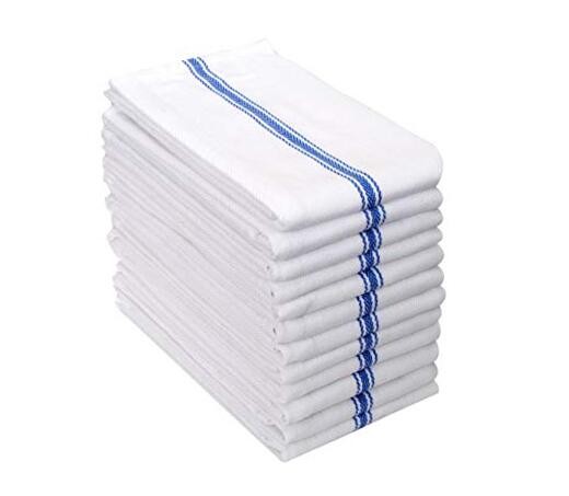 Cotton Kitchen Towels Set of 12 - Highly 12 Pk Herringbone Stripe Blue