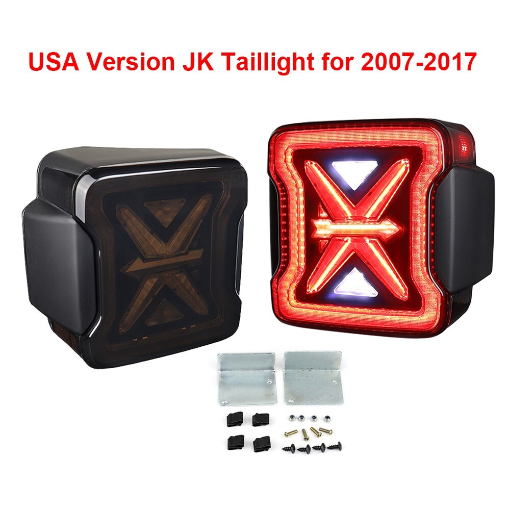 Jeep Wrangler JK JKU 2007-2017 Smoked LED Tail Lights & Brake Lamps  