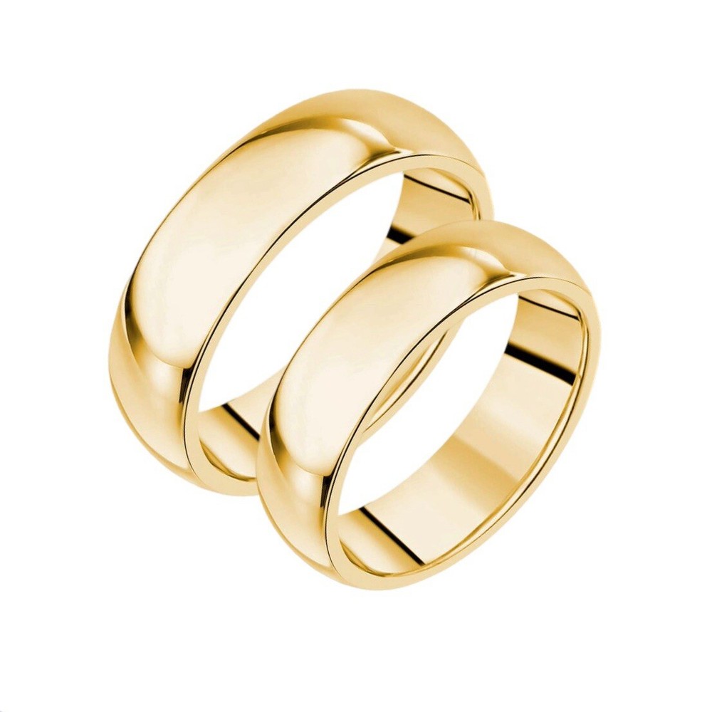 Yellow Gold Wedding Engagement COUPLES His And Hers Tungsten Ring Set -UK 6MM