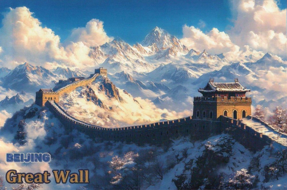 The Great Wall of China, Beijing Asia, over 13,000 miles long -- Modern Postcard