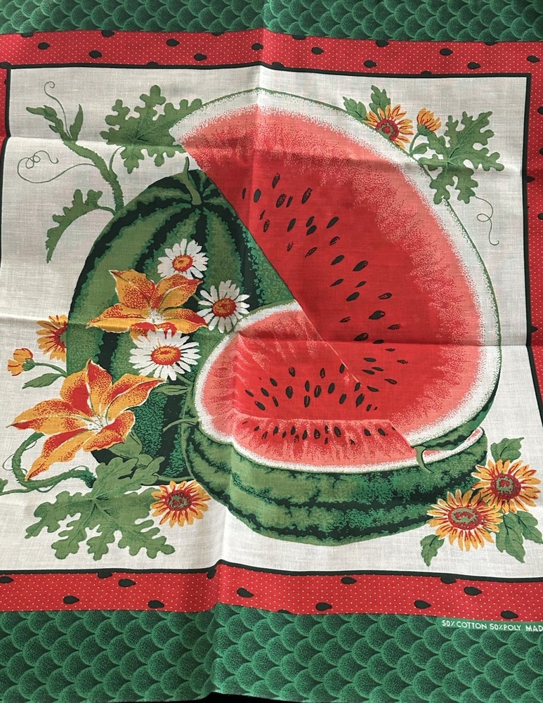 Vintage NWOT watermelon print cotton-polyester blend bandana RN 16463 made in USA