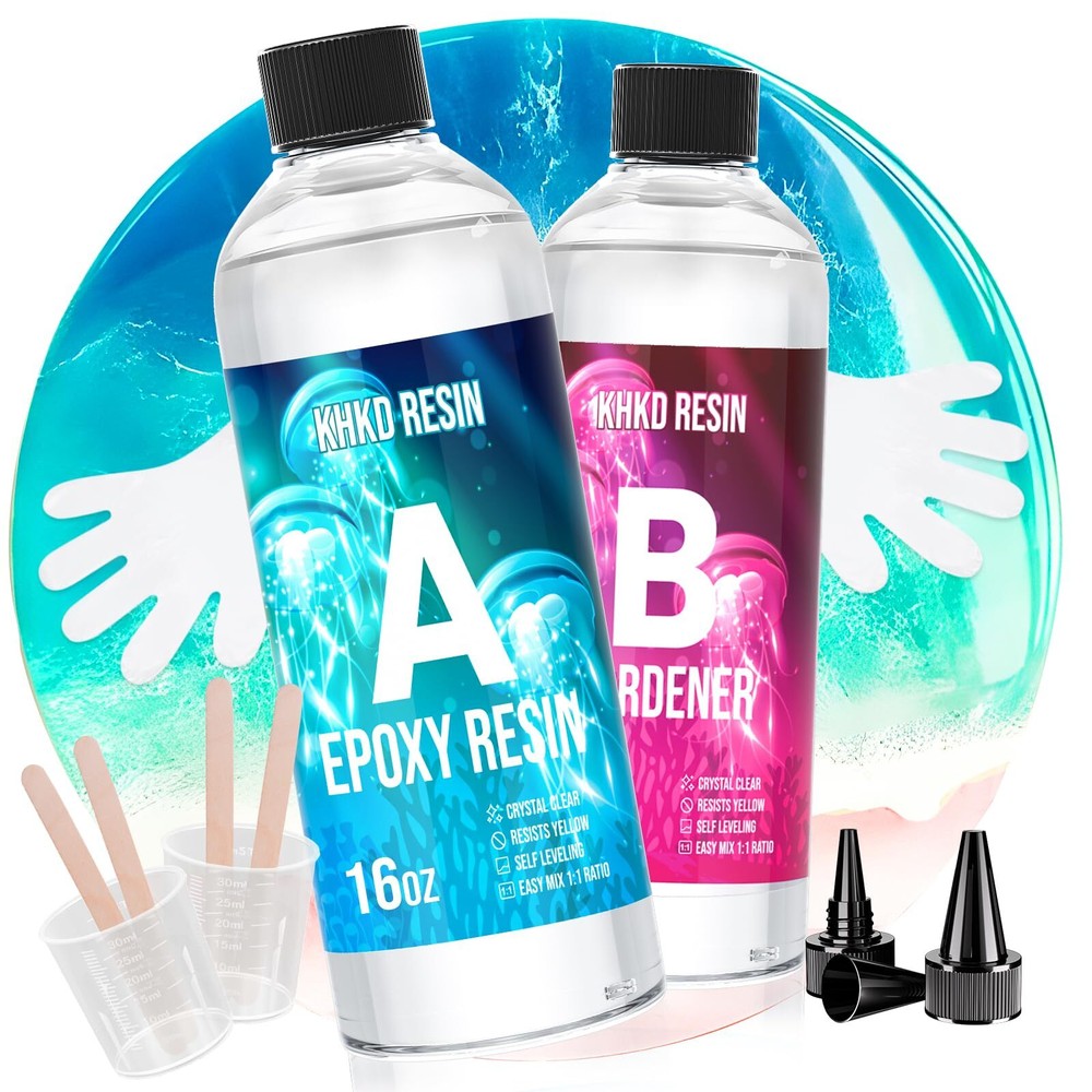 Crystal Clear Epoxy Resin Kit, 32OZ Art Resin and Hardener Kit - No Bubble & ...