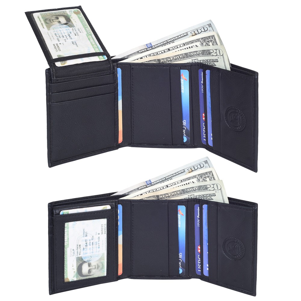 CHRISTMAS GIFT SALE - Men's Trifold wallet  with pull out ID Genuine Leather-image