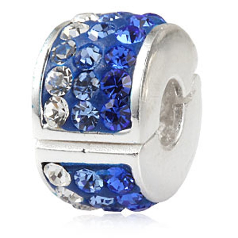 Clip Stopper Charm 925 Sterling Silver Crystal Charm Spacer Charm Lock Charm ...