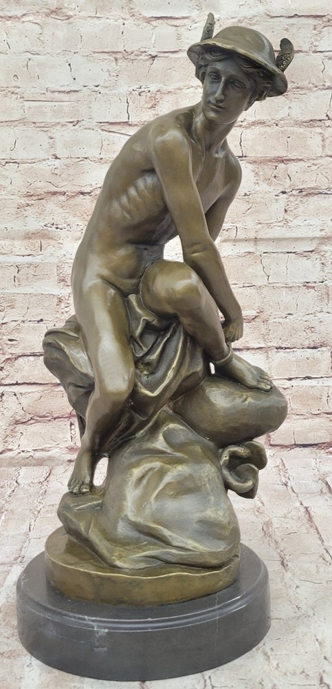 Bronze Greek Bologna Flying Mercury Nude Sculpture Art Hermes Statue