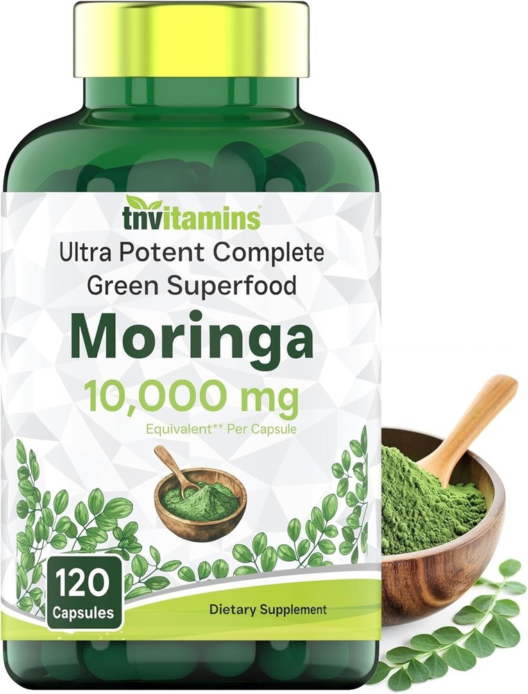 Rosabella 10000mg Pure Moringa Powder Capsules 90 Count Nutrient-Rich Supplement