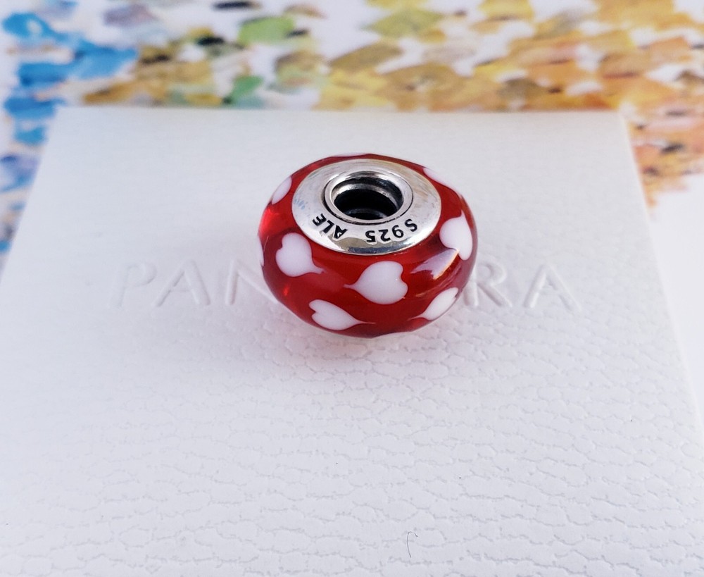 Pandora Authentic Hearts Murano Glass Charm Bead