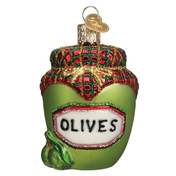Old World Christmas Jar of Olives Glass Tree Ornament 3 Inch FREE BOX 32513