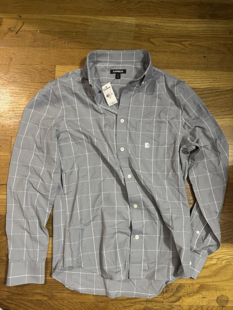 EXPRESS Men’s Dress Shirt Gray Extra Small BRAND NEW WITH TAGS