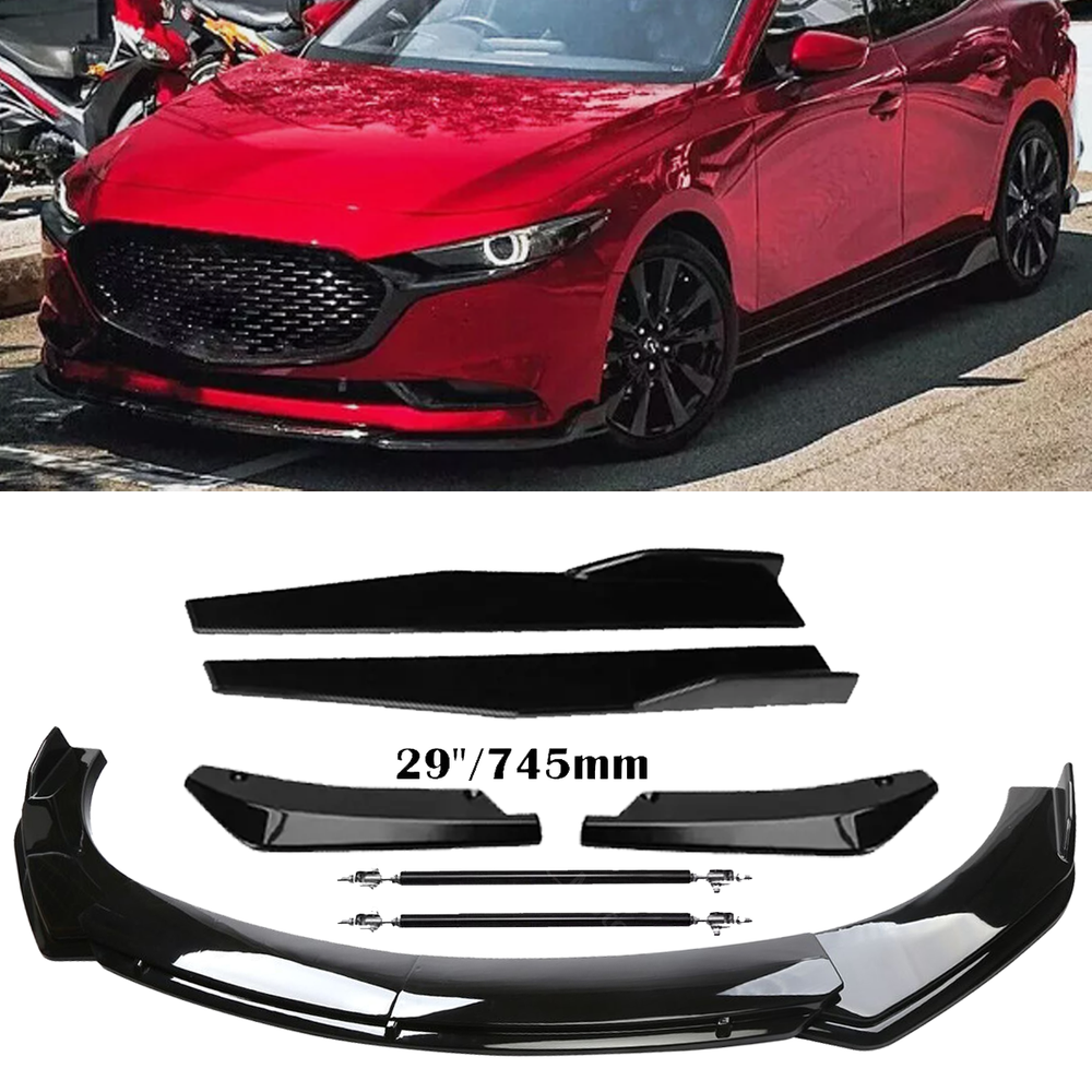 Mazda 3 Front Rear Bumper Lip Spoiler Splitter Body Kit with Side Skirts