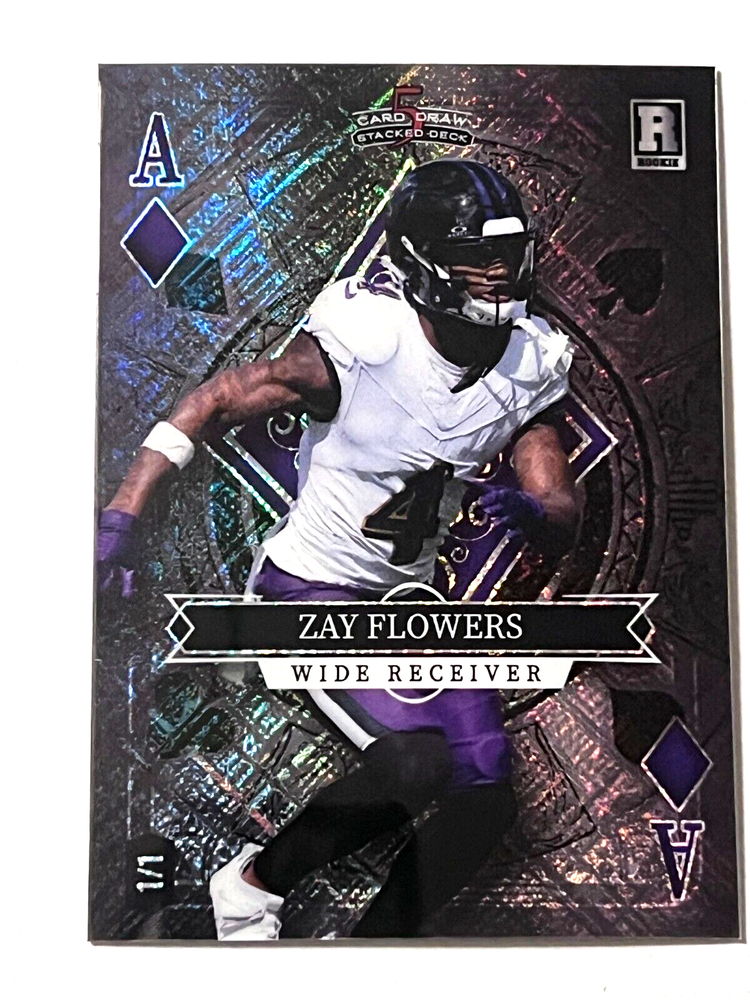 True 1/1, ZAY FLOWERS, 5 Card Draw Stacked Deck..Ace Of Diamonds..RC..#SD-ZF