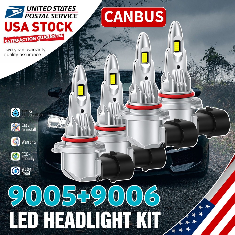 9005+9006 Beam LED Car Bulbs Headlight Lamp Kit 6000K White 20000LM Super Bright