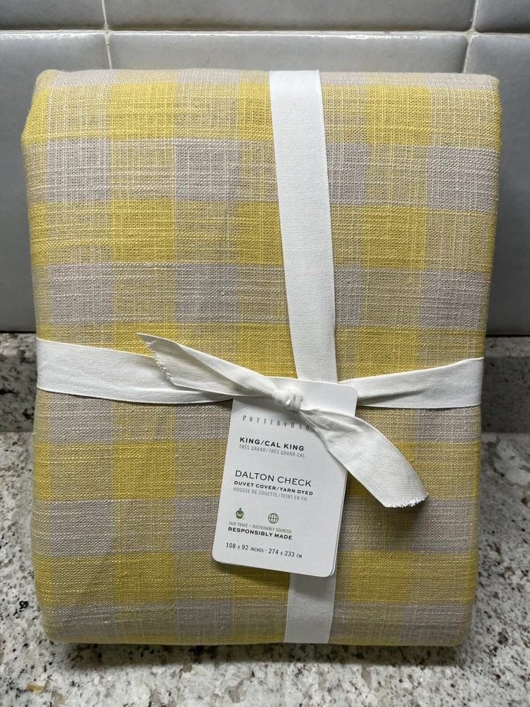 Pottery Barn Dalton King Duvet Cover and Euro Shams Set in Yellow