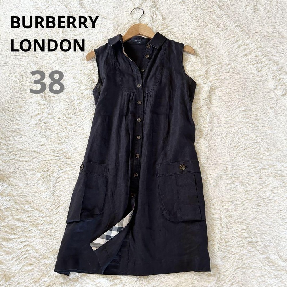 Burberry London Linen Shirt Dress Sleeveless Fashion from Japan