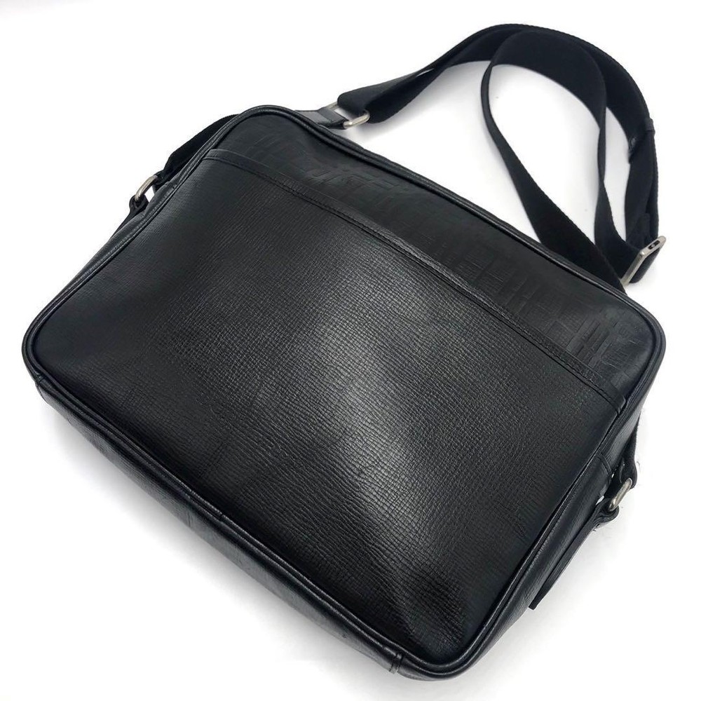 Burberry Shoulder Bag Nova Check Leather Black Authentic F10171243