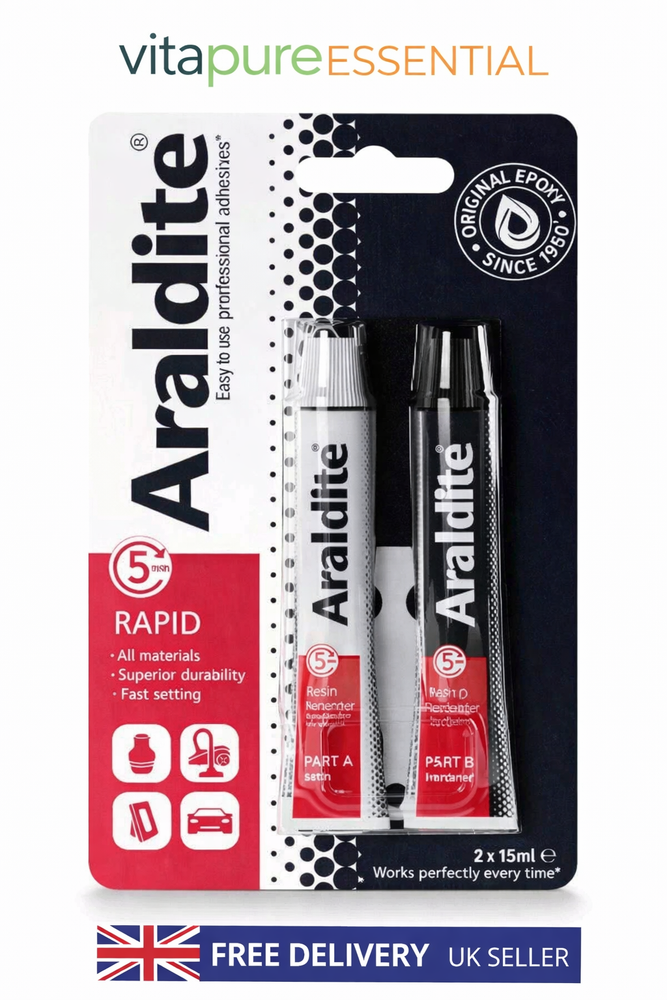 Araldite Rapid Epoxy Adhesive 15ml Twin Tubes Fast Setting Strong Bond Glue