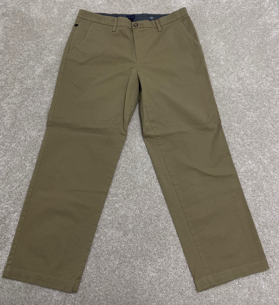Dockers Classic Fit Pants Men's 38 x 30 Stretch Flat Front Pockets Zip Tan