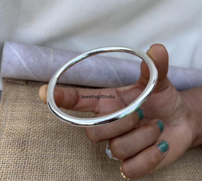 Thick Heavy 925 Sterling Silver Chunky Bangle for Women