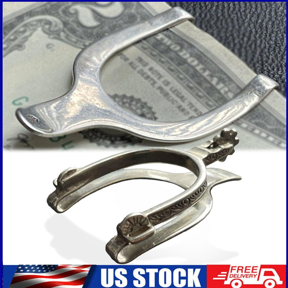Vintage Western Sterling Alloy Money Clip Black Wallet Clip Rare New