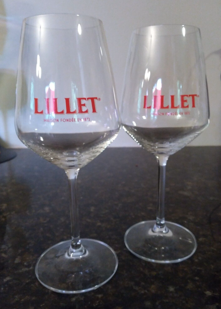 Sets of 2 Lillet Wine Glasses, Lead Free Crystal Glass NEW