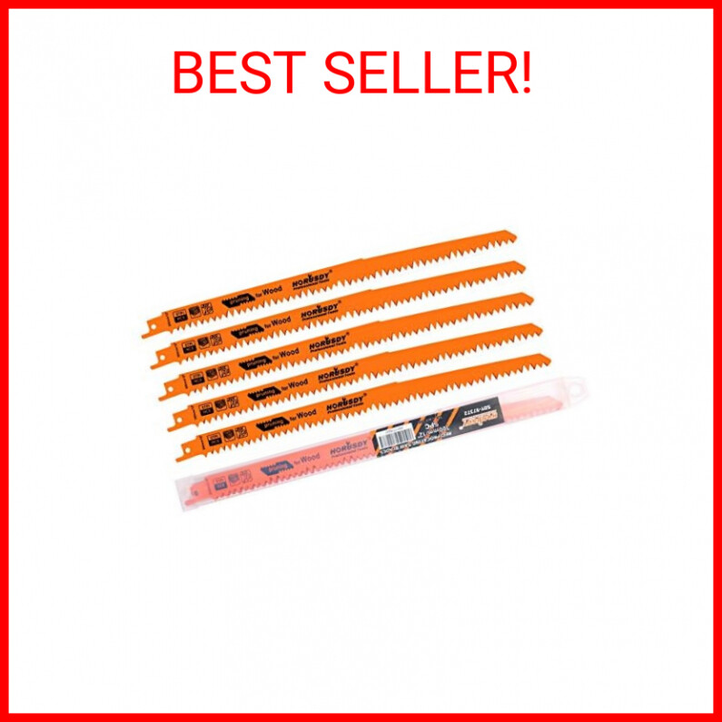 HORUSDY 12-Inch Wood Pruning Reciprocating Saw Blades, 5 Pack, 5TPI Saw Blades