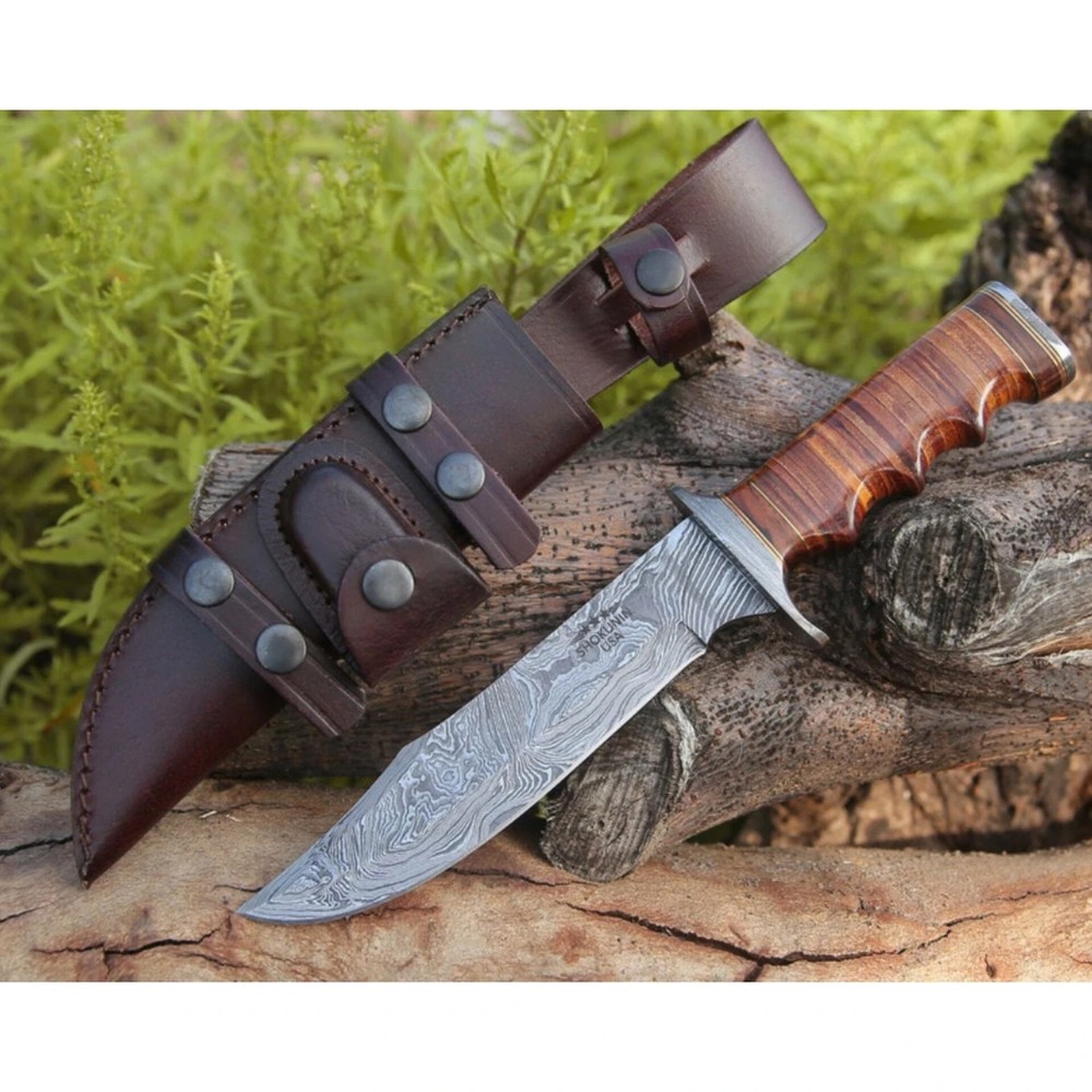 Custom Handmade Damascus Steel Blade Tactical Bowie Knife| Hunting Knife Camping